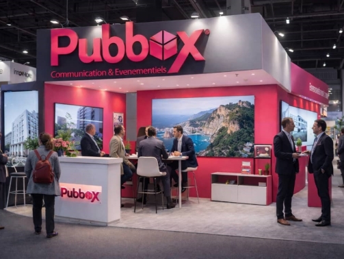 Promotion immobilière en Algérie lors d’un salon immobilier avec supports marketing et projets résidentiels